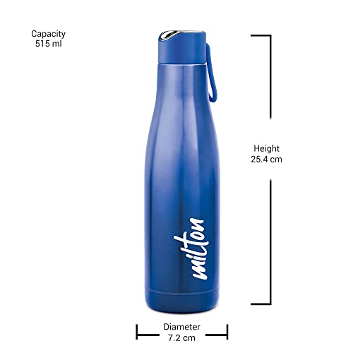Image of Milton Fame 600 Thermosteel Water Bottle 500 ml, 24 Hr Hot and Cold I Leak Proof Lid, ISI Certified I Vacuum Insulated I for Office, Gym, School I Blue