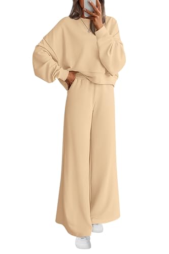 PRETTYGARDEN Women 2 Piece Outfits 2026 Spring Sweatsuits Crewneck Sweatshirt