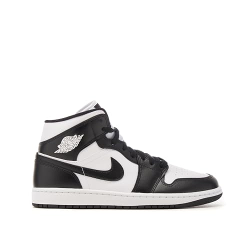 Air Jordan 1 Mid WMNS Sneakers, White/Black/White, Size 6