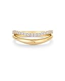 PAVOI 14K Yellow Gold Plated Wavy Split Ring | Wave Gold Stackable Rings for Women with Cubic Zirconia | Dainty Wedding Band | Trendy Bridal Fashion Jewelry - Yellow, Size 6