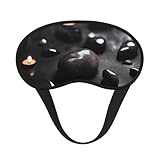 Máscara de dormir negra con piedra de corazón misterioso, poliéster suave, antiluz, elegante, adecuado para hombres y mujeres, para el trabajo diario y viajes al aire libre.