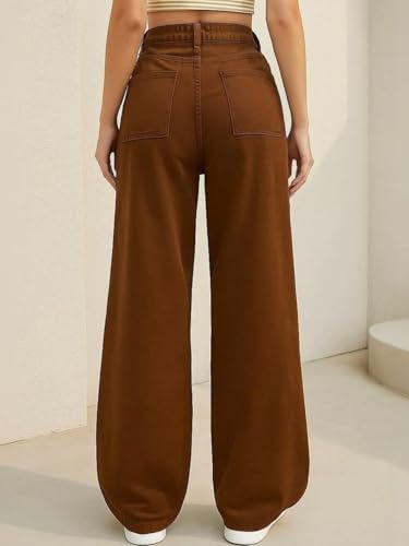 Image of Women's High Waist Denim Jeans | Straight, Relaxed, Wide Leg & Baggy Fit | High Rise Loose Oversized Denim Pants for Women | Comfortable Casual Everyday Wear | Oversized Woman baggys