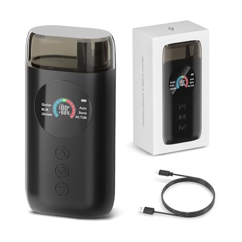 Enya Smart Automatic Guitar Tuner, Full-color LCD Screen - Metronome & String Winder - For Electric Guitars, Acoustic Guitars, Ukulele, Black Cover