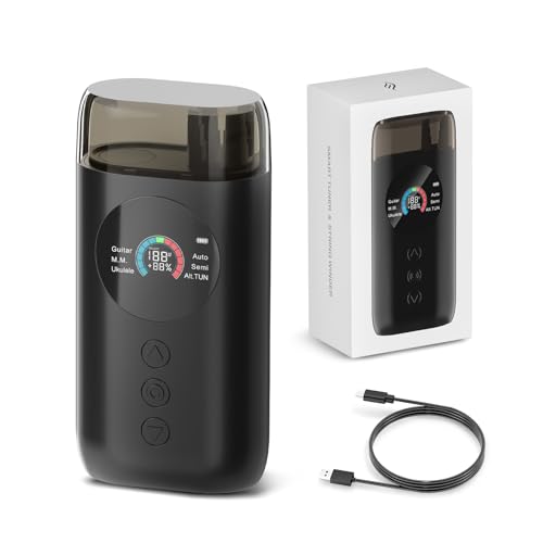 Enya Smart Automatic - Sintonizador de guitarra ST1 con pantalla LCD a todo color, metrónomo y manivela de cuerda, para guitarras eléctricas, guitarras acústicas, ukelele, banjo, mandolina, negro