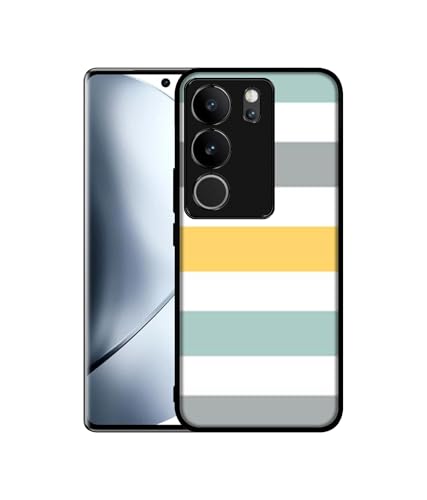 Image of Line Texture Design Premium 2D Printed Metal Back Case Cover for Vivo V29 5G / V29 Pro 5G, White