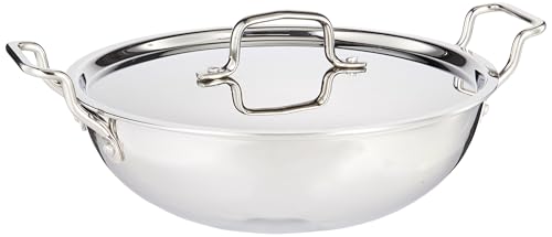 Image of Tosaa Triply Stainless Steel 26 cm Kadai with Lid /Indian Wok|Even Heat Distribution| Consumes Less Oil|Easy to Clean|Gas Stove Compatible - 2650 ml