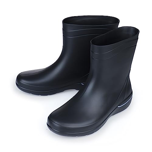 ESTRO Botas de Lluvia Mujer - Botas de Agua Botines de Agua Mujer Zapatos de Lluvia CR01 (38 EU, Negro)