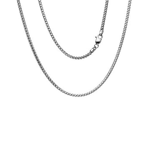 ARGENTO REALE Sterling Silver 2.5MM-5MM Solid Franco Chain Necklace, Round Box Link Chain, Rhodium Necklace, Sterling Silver Necklace 18-302