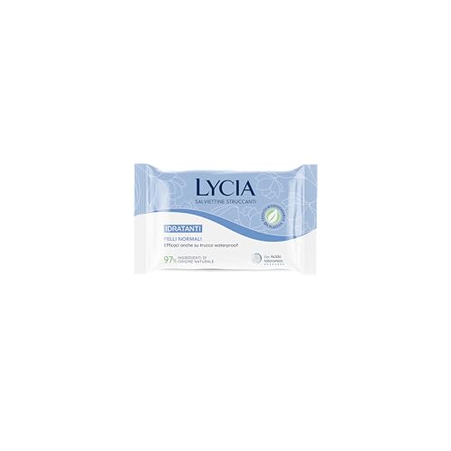 Lycia, Salviette Struccanti per Pelle Normale con Acido Ialuronico, Eco Tessuto Doppia Azione Biodegradabile, Tecnologia Anti-Pollution per Rimuovere Tracce di Inquinamento dalla Pelle, 20 pezzi