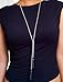 Lariat Silver Necklace, Dainty Long Necklace With Crystal, Silver Y-Shaped Pendant Necklace Trendy Layered With Crystal Beaded Chain Drop Necklaces Simple Fashion Jewelry For Women Gift