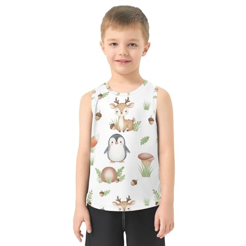 J JOYSAY Fox Deer Rabbit Penguin Boys Tank Top Sleeveless Muscle Shirts Quick Dry Sport Active Workout Kids T-Shirts 3-15T2
