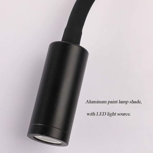 Lámpara de pared LED con interruptor USB luz de lectura interior ajustable negra 5