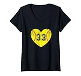 Photo Gallery donna softball cuore giocatore #33 softball mamma papà varsity team maglietta con collo a v Photo Gallery donna softball cuore giocatore #33 softball mamma papà varsity team maglietta con collo a v