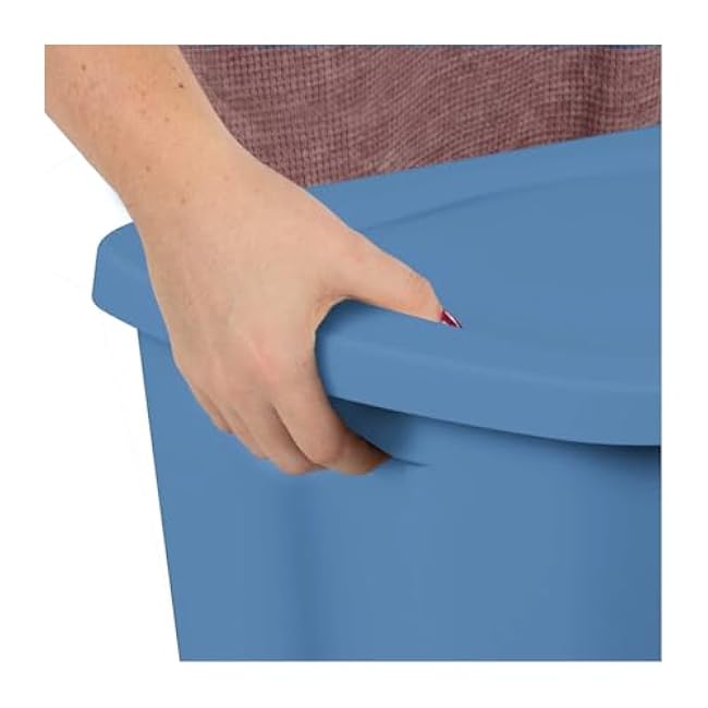 Large Storage Bin, 18 Gallon Plastic Storage Container with Snap-On Lid, Blue Moonlight Household Storage Box 8 Pack