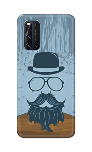 Image of PRINTFIDAA Mustache Beard and Hairstyle Hipster in Glasses Printed Designer Hard Case for Vivo V19 Back Cover -(e) RPM1002