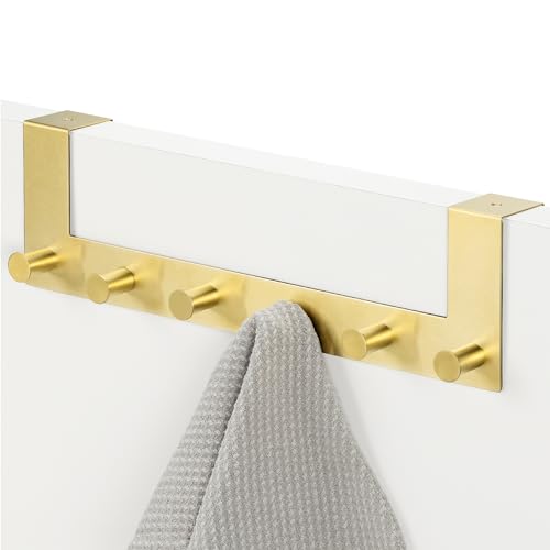 Perchas Madera Blanca y Dorada Marca Navaris
