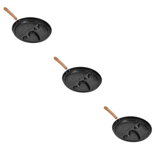 HOMSFOU 3 Piezas sartén para tortillas quemador aire sartén de titanio sartenes wok sartén antiadherente mejor sartén para sartén de huevo mini cocina Acero inoxidable Black