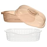 MOTHNUR Escurridor de Cocina Pequeño Doble Capa Cesta Coladora Multiusos Plástico Resistente Color Caqui con Recipiente Desmontable para Lavar Frutas Verduras y Utensilios Adecuado