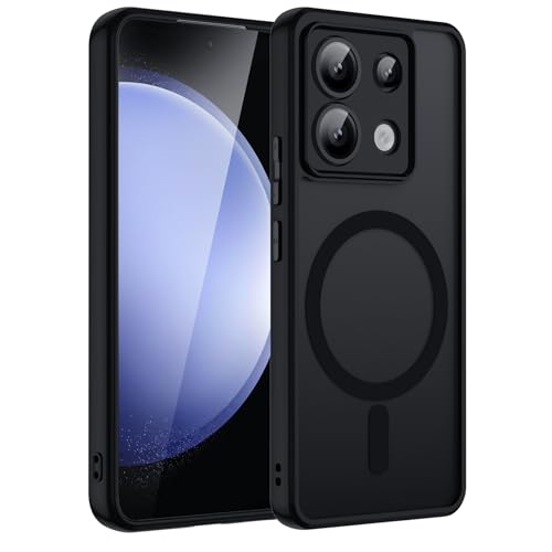 Magnetisch Hülle für Xiaomi Redmi Note 13 5G(Nicht für 4G) Kompatibel mit Magnet, Handyhülle Matt Transluzente Schlanke Hart Hülle Kratzfeste PC Rückseite + TPU Bumper Stoßfest Schutzhülle, Schwarz