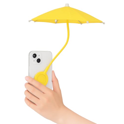 WhelvePoo Magnetic Phone Umbrella for Sun Adjustable & Flexible Anti-Glare Sun Protection for iPhone Cell Phone Universal Umbrella for Outdoor Use Watching Videos & Photos (Yellow)
