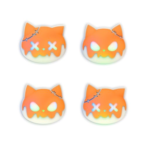 Image of PlayVital Cute Universal Illuminated LED Thumbstick Grips for ps5, for ps4, Joystick Caps for Xbox Series X /S, for Xbox One, Switch Pro Controllers, Joystick Protection - Tricky Kitty & Dorky Kitty