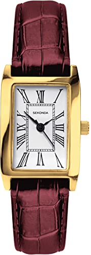 Sekonda Classic 40337 Montre à quartz pour femme avec cadran blanc, affichage analogique et bracelet bordeaux Cover