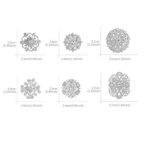 Image of 26 Pieces Wedding Bouquet Bulk Brooches for Women Fashion, Large Rhinestone Flower Brooch Pins for Crafts