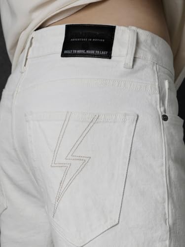 Image of VOLTEDGE Men's Straight Fit Mid Rise Premium 100% Cotton Stretch White Casual Denim Jeans