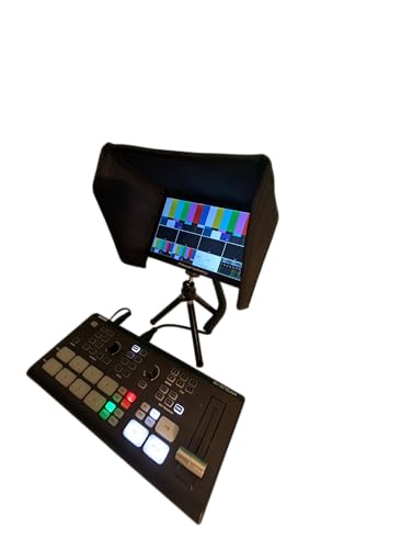 Image of 7-Inch LCD Film Production Monitor with HDMI 4K Pass-Through, 1280x600 Resolution, Table Stand, Sun Shade, Professional 4K Cables, Black, Metal. NO-Sound