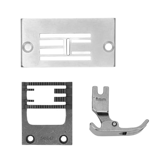 Luqeeg Placa de Aguja para Coser, Conjunto de Máquina de Coser de Acero Inoxidable con Arrastre y Prensatelas Fácil Montaje Reemplazo de la Placa de Aguja para Máquina de Zigzag
