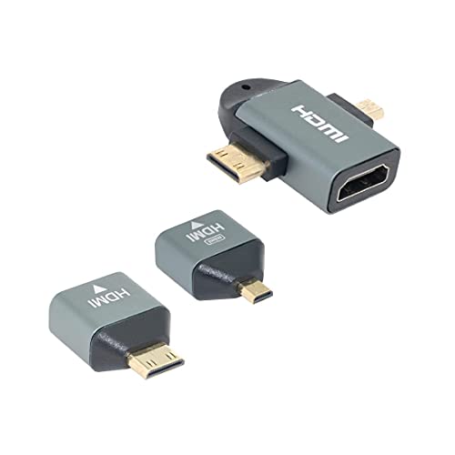 chenyang Lot de 3 adaptateurs micro et mini HDMI mâle vers HDMI 1.4 femelle 2 en 1 Combo Ultra HD 4K @ 60 Hz