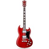 Leo Jaymz 39 Inch Double Cut Solid Body Electric Guitar - Poplar Wood Body，Maple Neck and Laurel Wood Fretboard (DC Red)