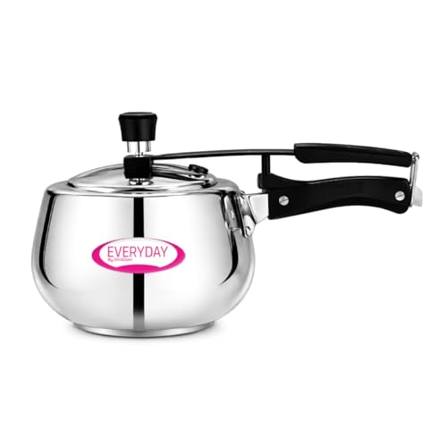 Image of Everyday Stainless Steel 3 Litre Belly Pressure Cooker, Mirror Finish, Inner Lid Design, Gas and Induction Compatible