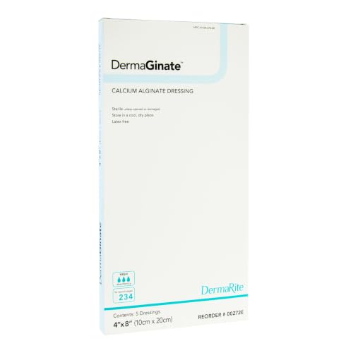 DermaRite DermaGinate, Calcium Alginate Wound Care, 4 in, 8 in, 5 ct miniatura 1
