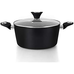 Cacerola Orbegozo Orbegozo CFM 2022 - Cacerola baja aluminio forjado, 2,4 L, revestimiento antiadherente, mango tacto frío, tapa cristal templado