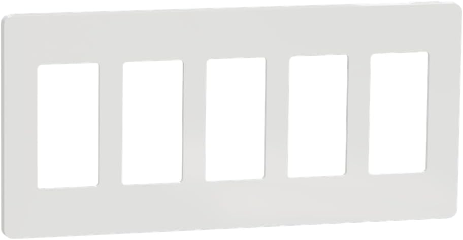 Square D by Schneider Electric Square D X Series Standard Size Screwless Wall Plate for Outlet and Light Switch, 5 Gang, Matte Black