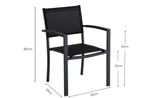 METRO Professional Silla de Jardín con Reposabrazos Brindisi, Aluminio/Tejido Sintético, Apilable, para Exterior, Gris Oscuro - imagen 3