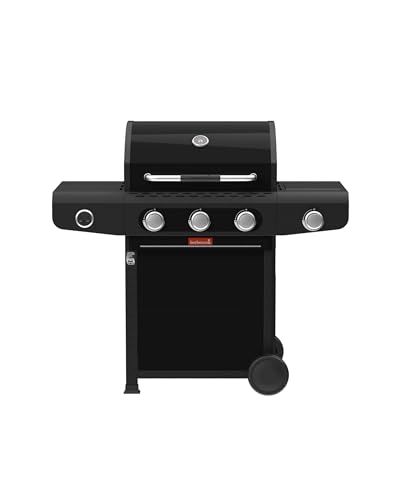 Barbecook Siesta 310 Graphite Barbecue a gas con 3 bruciatori e bruciatore laterale, nero, 124x56x118cm