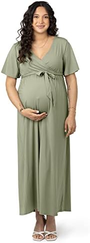 Kindred Bravely Maternity Maxi Wrap Dress | Maternity Baby Shower Dress for Photoshoot (Rosemary, Large)
