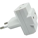 Adaptador triple Ladrón 10A 230V, Para Espigas de 4 y 4,8mm