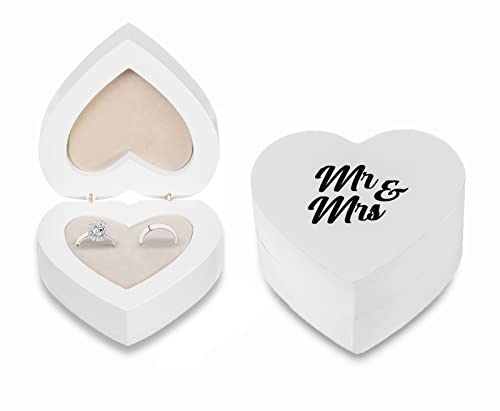 Strova Wood Ring Box For Wedding Ceremony And Engagement – Heart Shaped Ring Bearer Box With Protective Ring Cushions And Magnetic Closure #TOP11