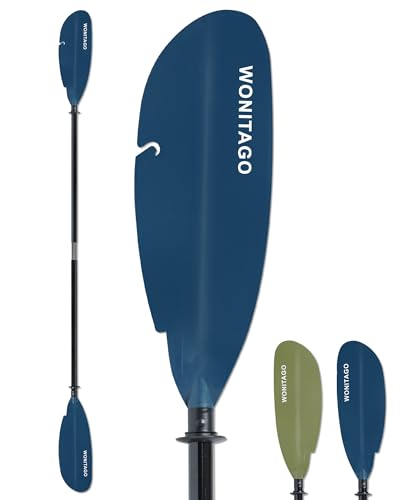 WONITAGO Angler Kayak Paddle with Fiberglass Shaft and Plastic Blade, Floating Adjustable Fihsing Kayak Oar, 240-260cm/94-102 inch, Blue