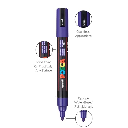 Image of Posca PC-5M Marker | 1.8-2.5 mm Bullet Shaped Tip (Dark Tone, Pack of 8)