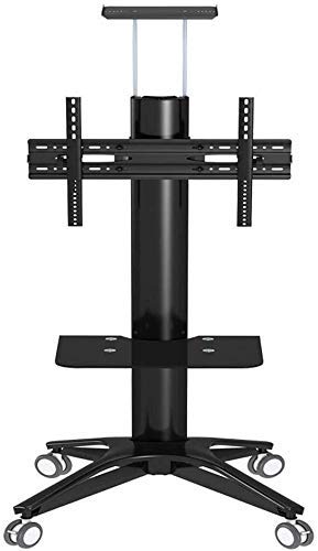 Praktischer praktischer Tisch-TV-Ständer Mobiler TV-Wagen Bodenständer mit Tablett, neigbarem und drehbarem TV-Ständer für 32-70 Zoll für bis zu 80 kg