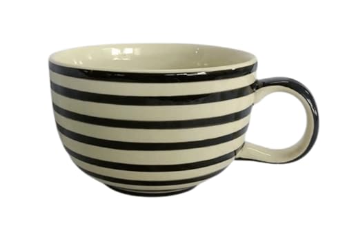 B2SEE Große Kaffeetasse aus Keramik, 500 ml, Schwarz-Weiß Polka...