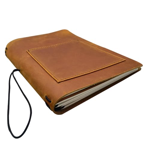 KISSKI·H Olvido Capa de couro para diários de viagem para homens, pequena capa de couro recarregável