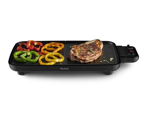 Tefal Plancha Booster CB6428 Plancha de cocina, hasta 8 raciones, plancha de asar, cocción booster, 2200 W, carne y verdura, revestimiento antiadherente, termostato ajustable