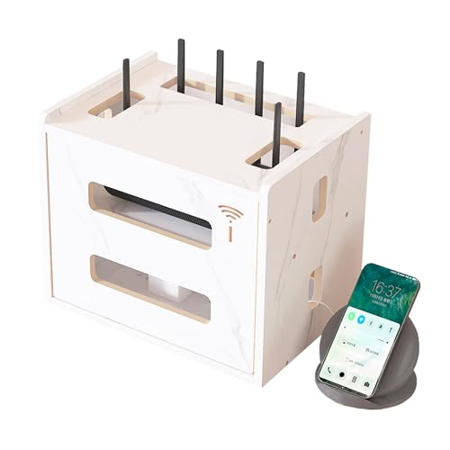 Catekro WifI Prateleira para roteador, armário de roteador, prateleira de decodificador, prateleira de roteador de pé, prateleira de roteador de parede (branco)