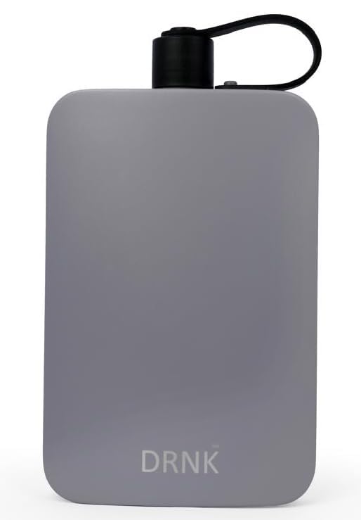 DRNK Flat Water Bottle | As Seen on Shark Tank | Modern Slim Stainless Steel Water Bottle Reusable Design Leak Proof & BPA Free - 17oz / 500ml (Gun Metal Grey)