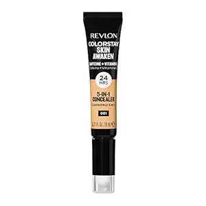 Revlon ColorStay Skin Awaken 5-in-1 Concealer, Lightweight, Creamy Longlasting Face Makeup with Caffeine & Vitamin C, For Imperfections, Dark Circles & Redness, 001 Universal Neutralizer, 0.27 fl oz